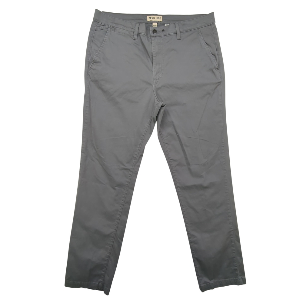Devil-Dog Chino Pants Mens 36x32 Gray Straight Leg Casual Classic Stretch